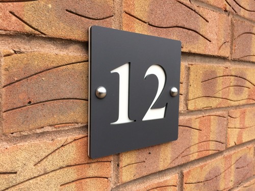 Modern house number - house, plaques