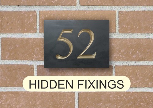 Deep engraved slate house sign - engraved,