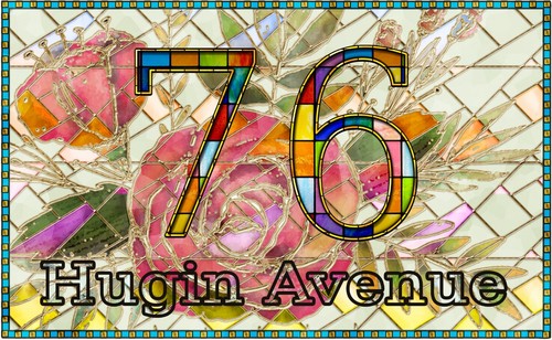 Door number stained glass - door,