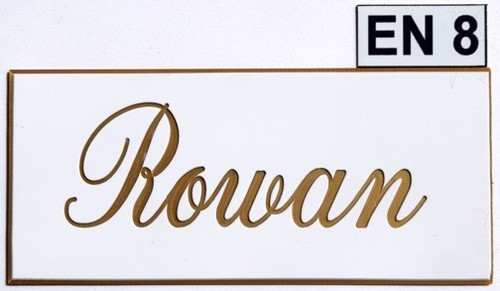Name plate white gold - gold, text