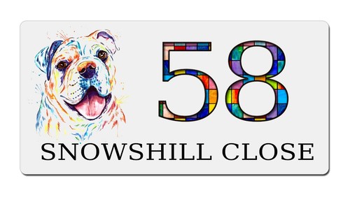 Bulldog dog house door - door, number